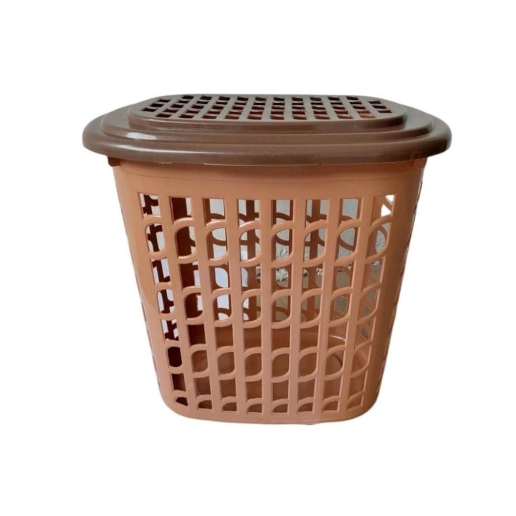 [NGM] Laundry Basket Tutup - Keranjang Baju Pakaian Kotor / Keranjang Plastik Box Capucino Keranjang