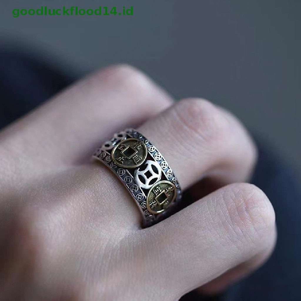 [GOOGFOUR] Gaya Etnik Vintage Lima Kaisar Uang Koin Cincin Untuk Pria Dan Wanita Yang Baik Beruntung Yang Dapat Disesuaikan Jari Cincin Perhiasan Hadiah Cincin Terbuka [TOP]