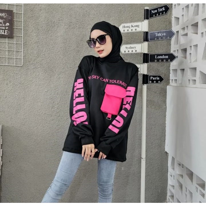 Sweater Wanita Grosir Berkualitas - Hello pocky pink