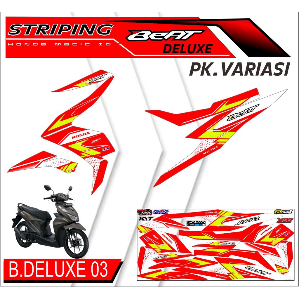 Striping Beat Deluxe - Sticker Striping List Variasi Motor Beat Deluxe Motif Racing #honda beat delu