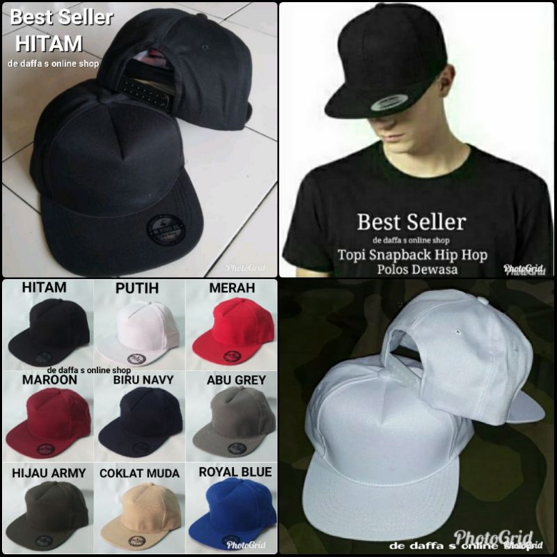 TOPI SNAPBACK HIP HOP DEWASA POLOS PREMIUM UNISEX  Full HITAM