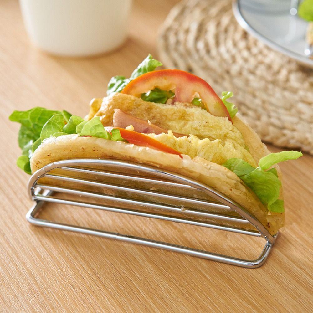 QUINTON Taco Holder Grill Makanan Meksiko Nyaman Berbentuk Gelombang Dengan Pegangan Mudah Akses Piring Nampan