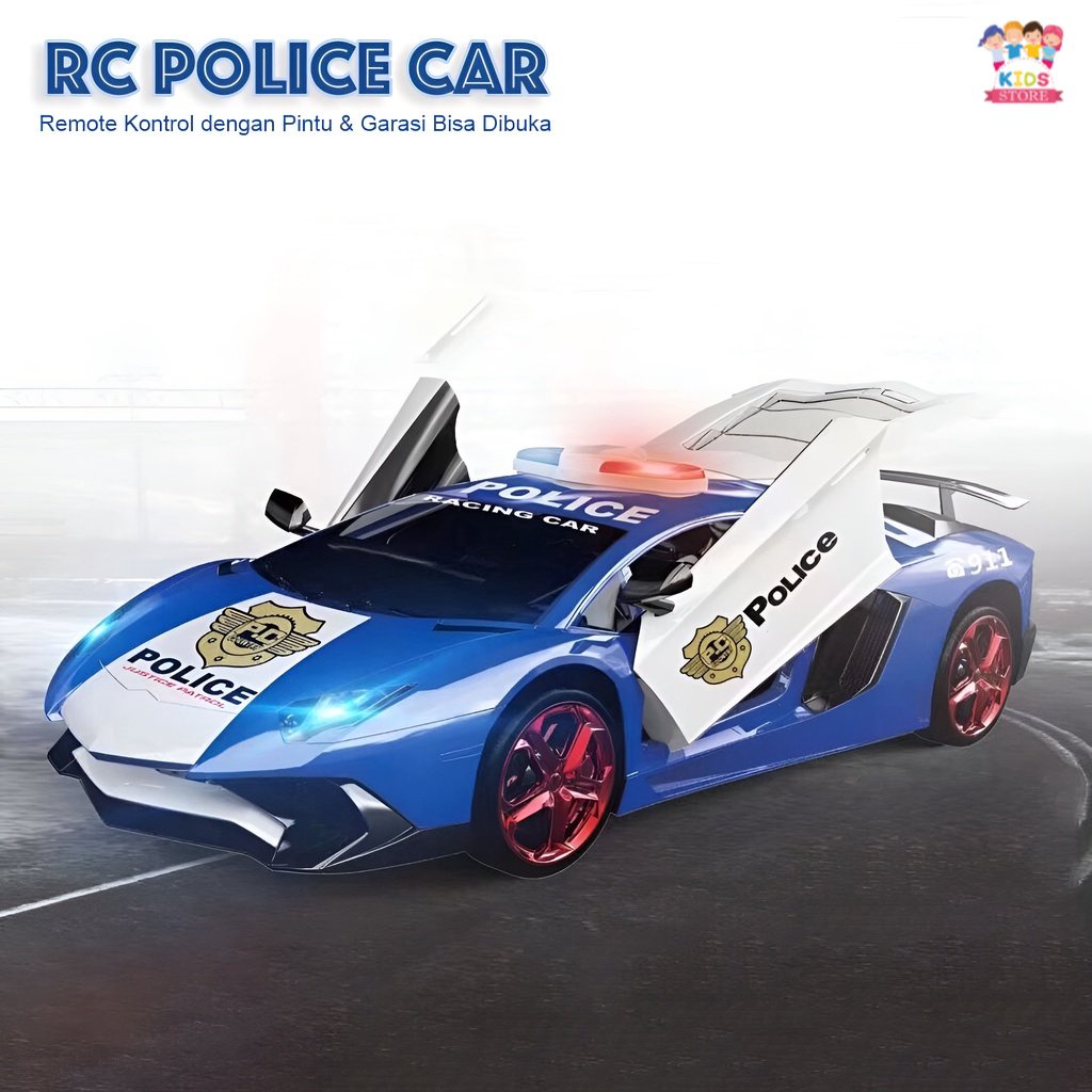 RC Police Pintu Bagasi Dapat Terbuka | Mainan Anak Laki Laki Mobil Mobilan | RC Simulate Racing Police