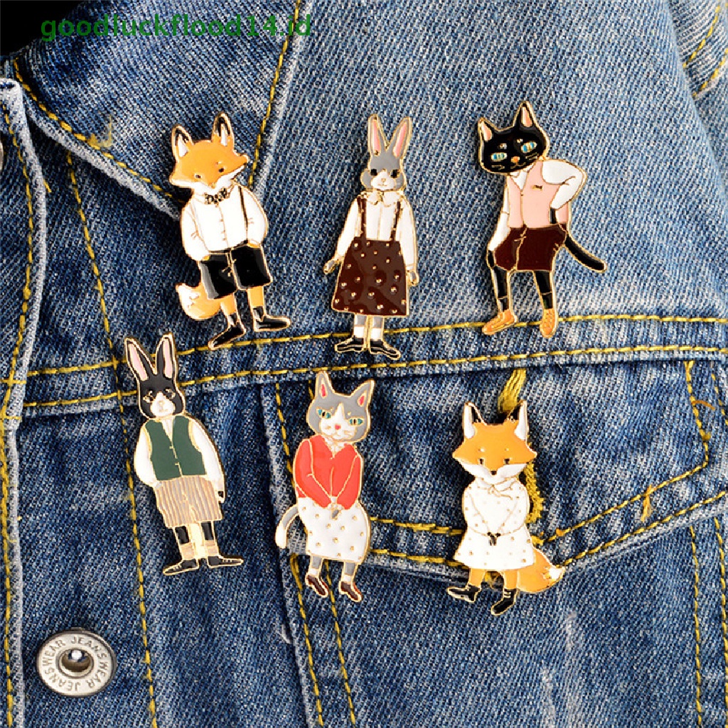 [GOOGFOUR] Enamel Kucing Bros Pin Hewan Baju Kerah Pin Lencana Korsase Perhiasan Hadiah [TOP]