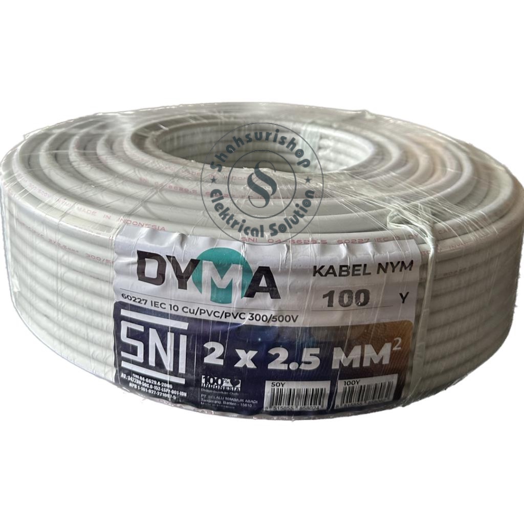 DYMA ARIUS KABEL NYM KAWAT TEMBAGA MURAH 2X2,5 100 YARD ROLL ROLLAN SNI