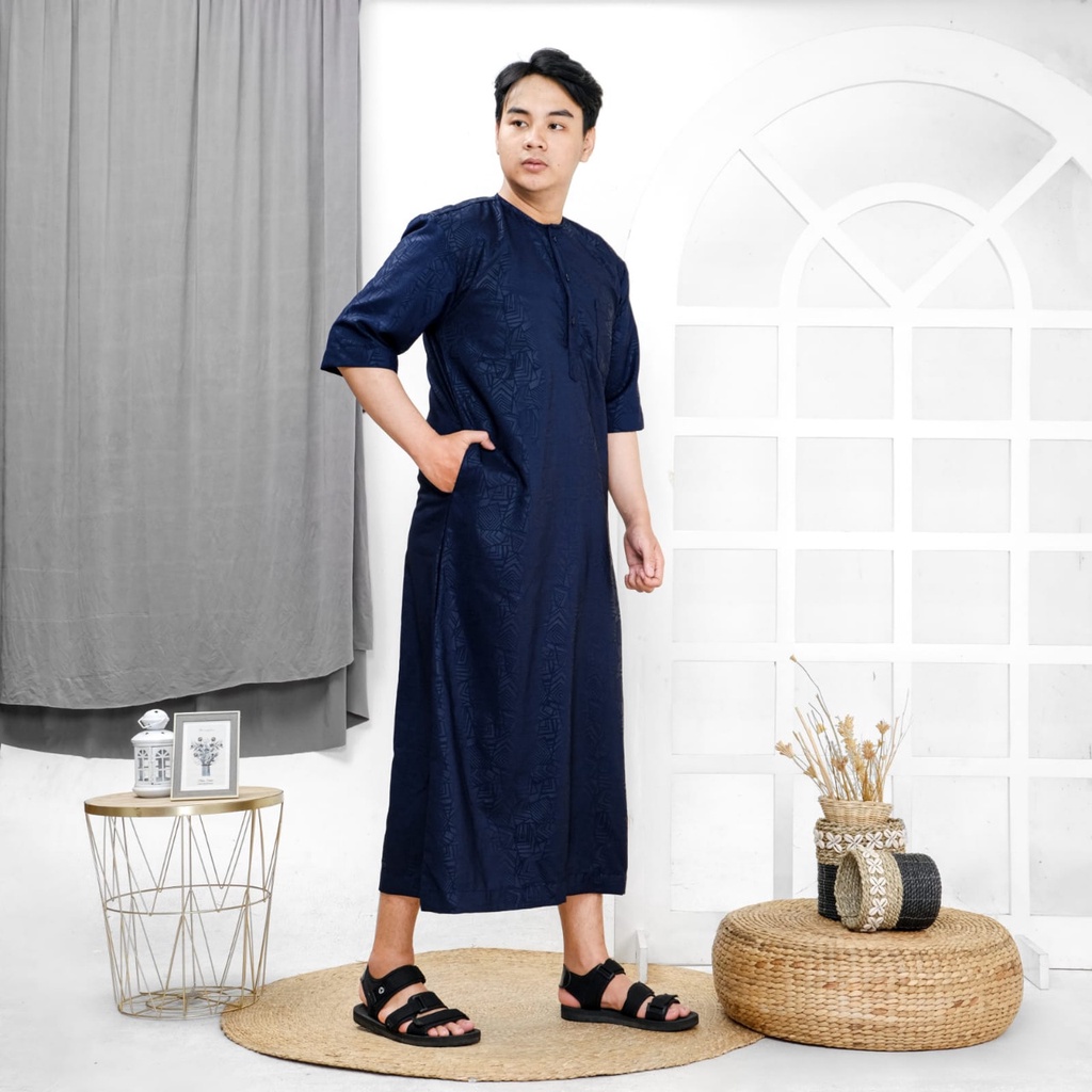 Jubah gamis pria / jubah pria bsy embos motif abstrak model alfaan haramain an noor willystore