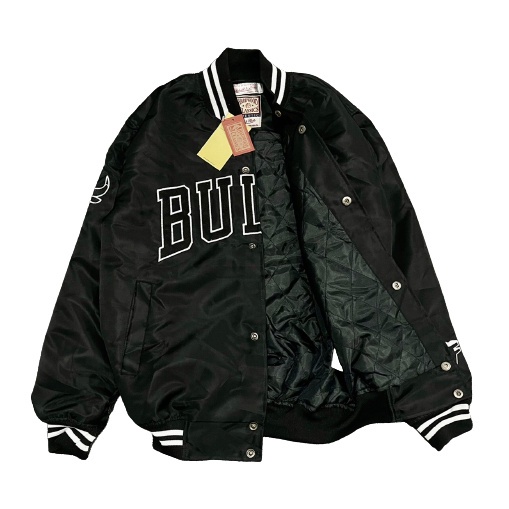 Jaket Varsity Pria Chicago Bulls Hitam dan Merah / Jaket Baseball / Jaket Bomber Jaket motor Keren