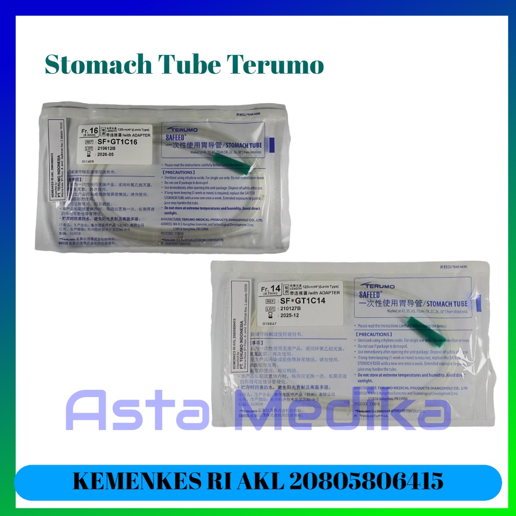 Stomach Tube NGT Terumo Fr12  Fr14  Fr16  Fr18  Selang Makan NGT Terumo Selang Sonde