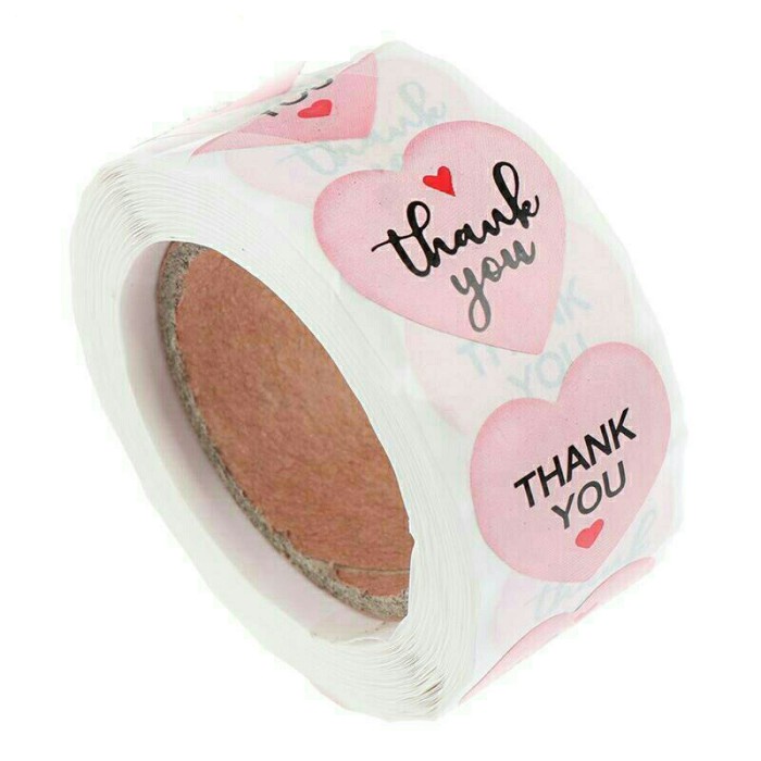 

cusss order] Sticker Ucapan Thank You Hati Love Pink Label Stiker Terima Kasih Hati