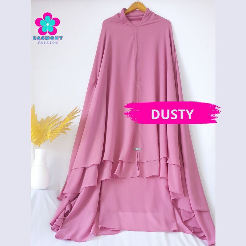 Dasmont Fashion Khimar Ceruty Jumbo 2 Layer Besar Bolong Tangan Jilbab Syar'i Nonped Kerudung Ceruti