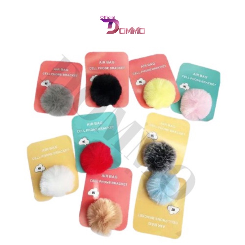 [IMPOR] DOMMO - D6015 Popsocket Bulu / Pompom 3D / Pop Socket Phone Holder Pom Pom Bulu Warna Warni