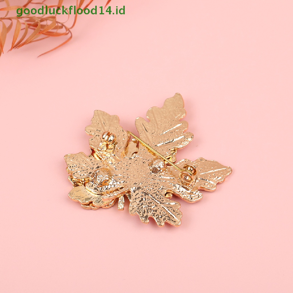 [GOOGFOUR] Vintage Bros Maple Daun Bros Untuk Wanita Alloy Enamel Lapel Brooch Pin Sweater Mantel Aksesoris Pakaian Perhiasan Hadiah [TOP]