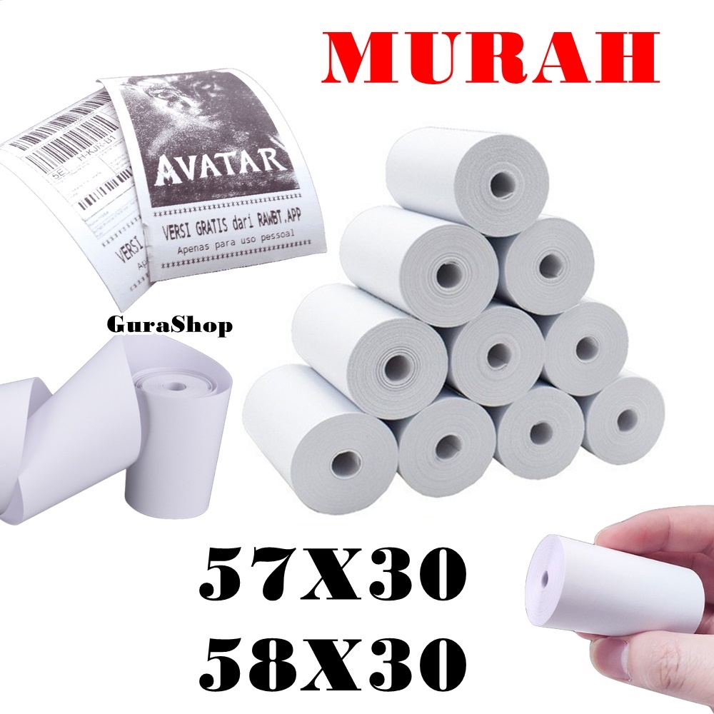 

STRUK THERMAL 57X30 58X30 PAPER ROLL MINI PRINTER BLUETOOTH 58MM 1roll