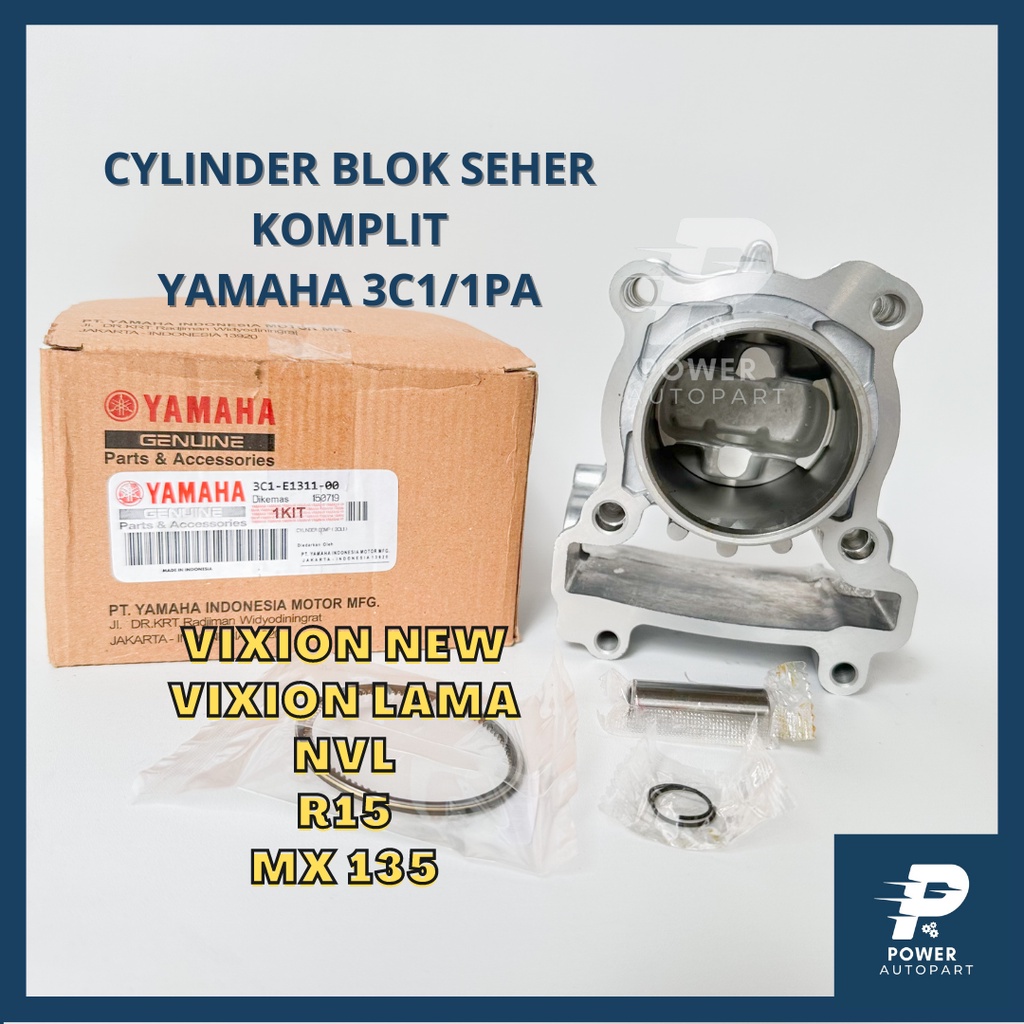 CYLINDER BLOK SEHER + PISTON KIT SET ORIGINAL YAMAHA 3C1 KUALITAS ASLI ORIGINAL TINGGAL PASANG