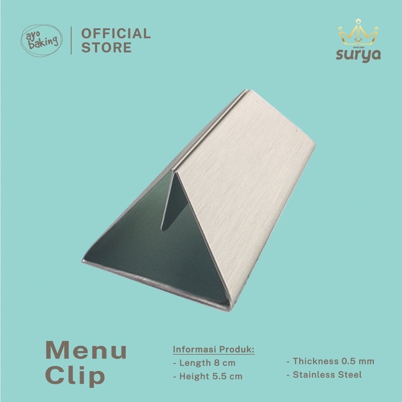 SURYA Stand Menu Stainless/Pajangan Menu Restoran/Cafe/Menu Clip Stainless