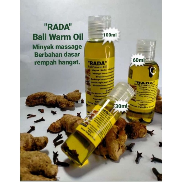 Minyak RADA /Minyak hangat/Minyak Rempah/Minyak Urut/Minyak Massage/Minyak Pijat