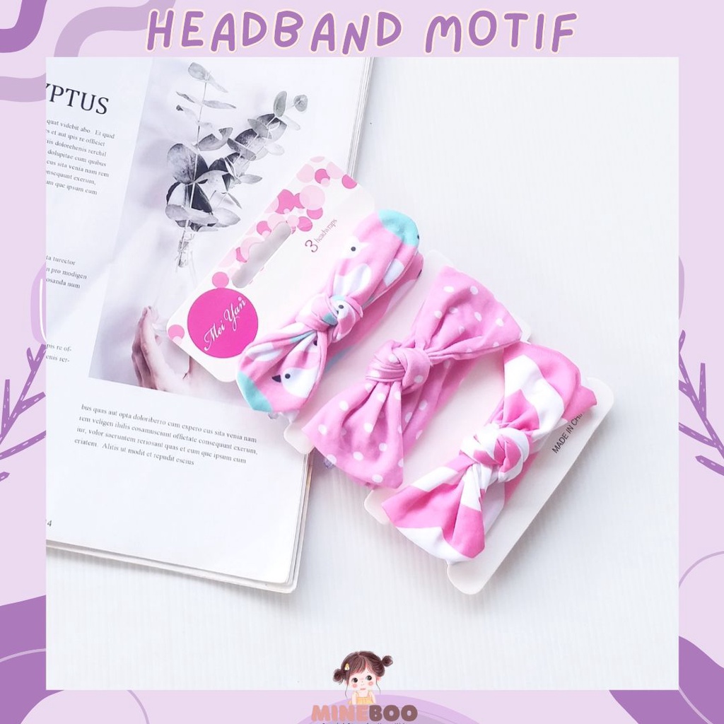 mineboo - Baby HEADBAND MOTIF 3 in 1 Bandana Bando Pita Bayi Anak