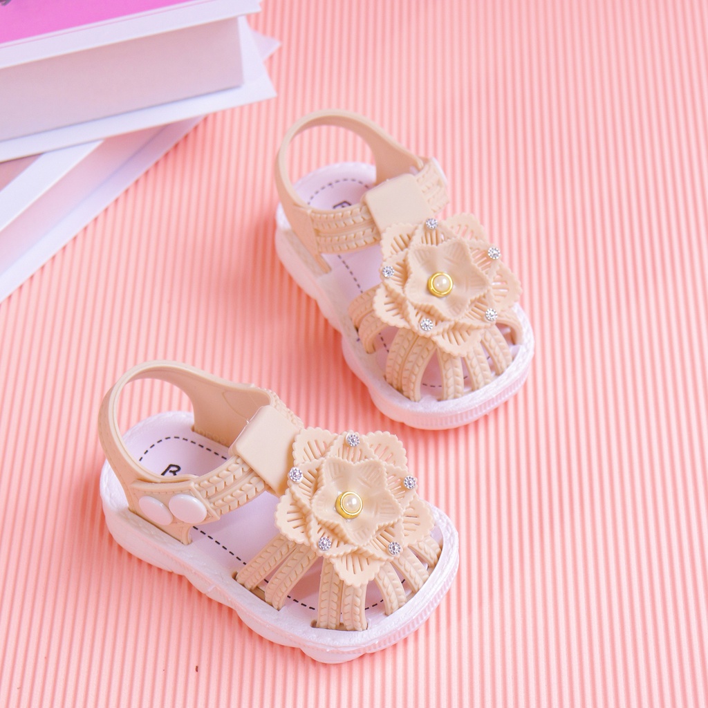 Okaybaby B258 Sandal Flat Flower Anak Perempuan Lucu Lembut Import