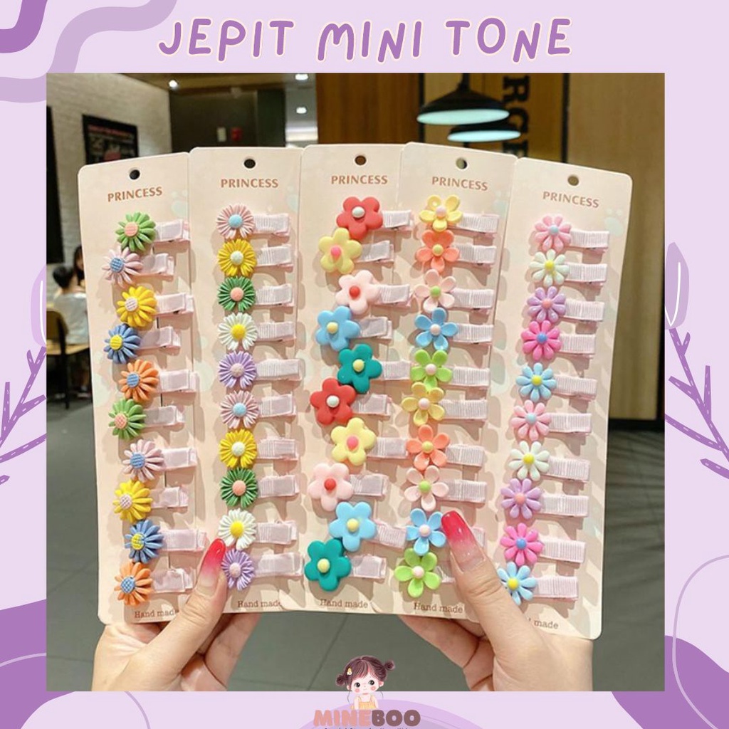 mineboo -  JEPIT RAMBUT MINI TONE 10PCS / Set Jepitan Rambut Anak Icon Karakter Import / Jepit Rambut Anak Karet Motif Karakter