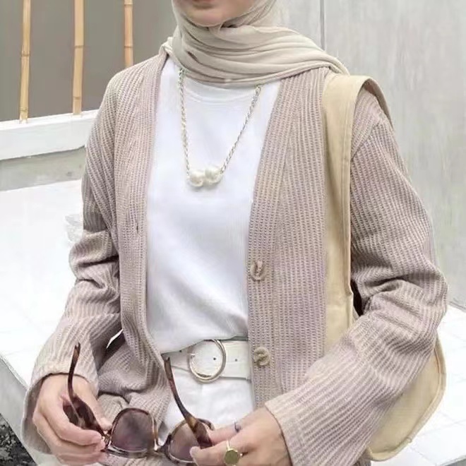 Kalung Panjang Korea Dua Mutiara Jumbo Kalung Hijab Pearl Korean Necklace