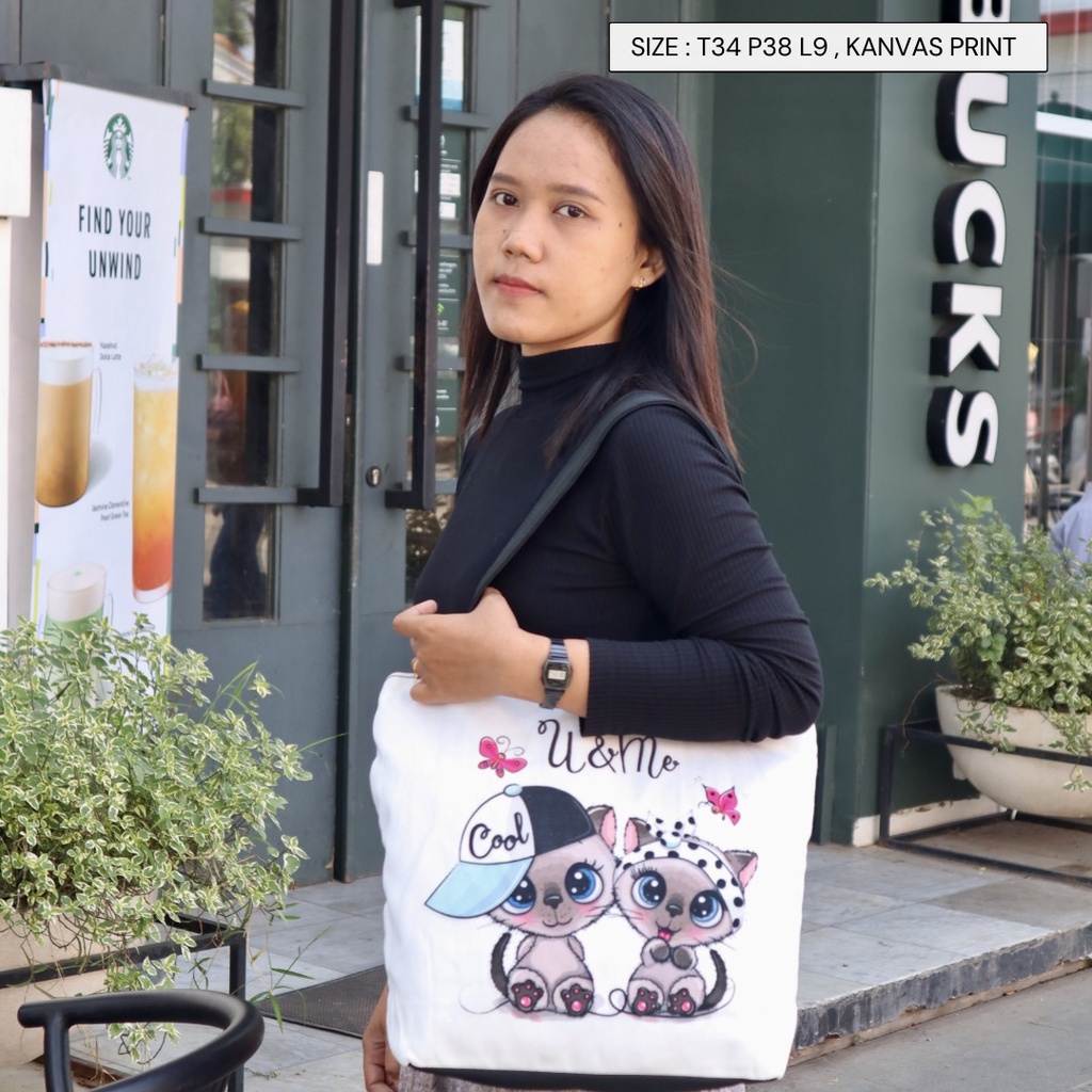 (Monggo Bisa COD) GOODIE / TOTE BAG KANVAS KREM MURAH SABLON TOTEBAG tulisan cap orang tua Totebag putih gambar