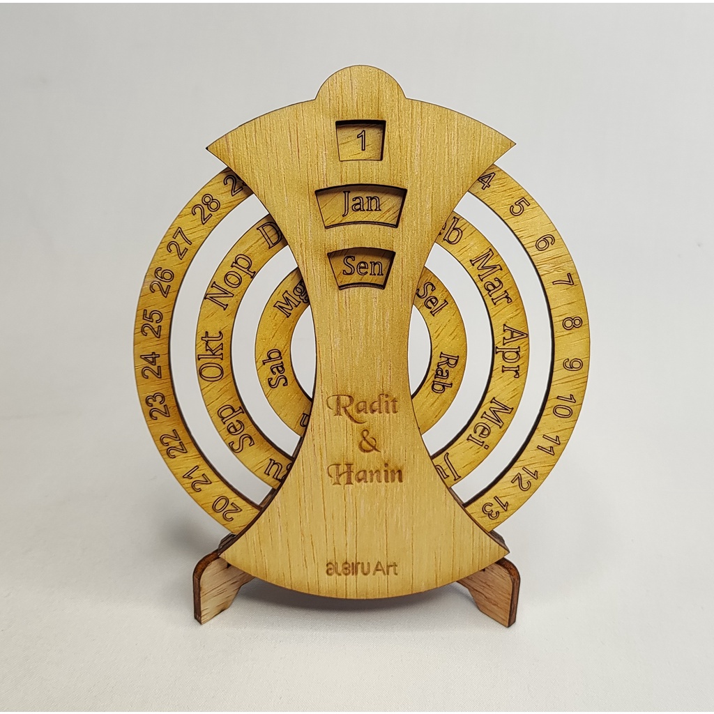 souvenir pernikahan kado estetik kalender abadi sepanjang masa suvenir kalender meja kayu unik aesth