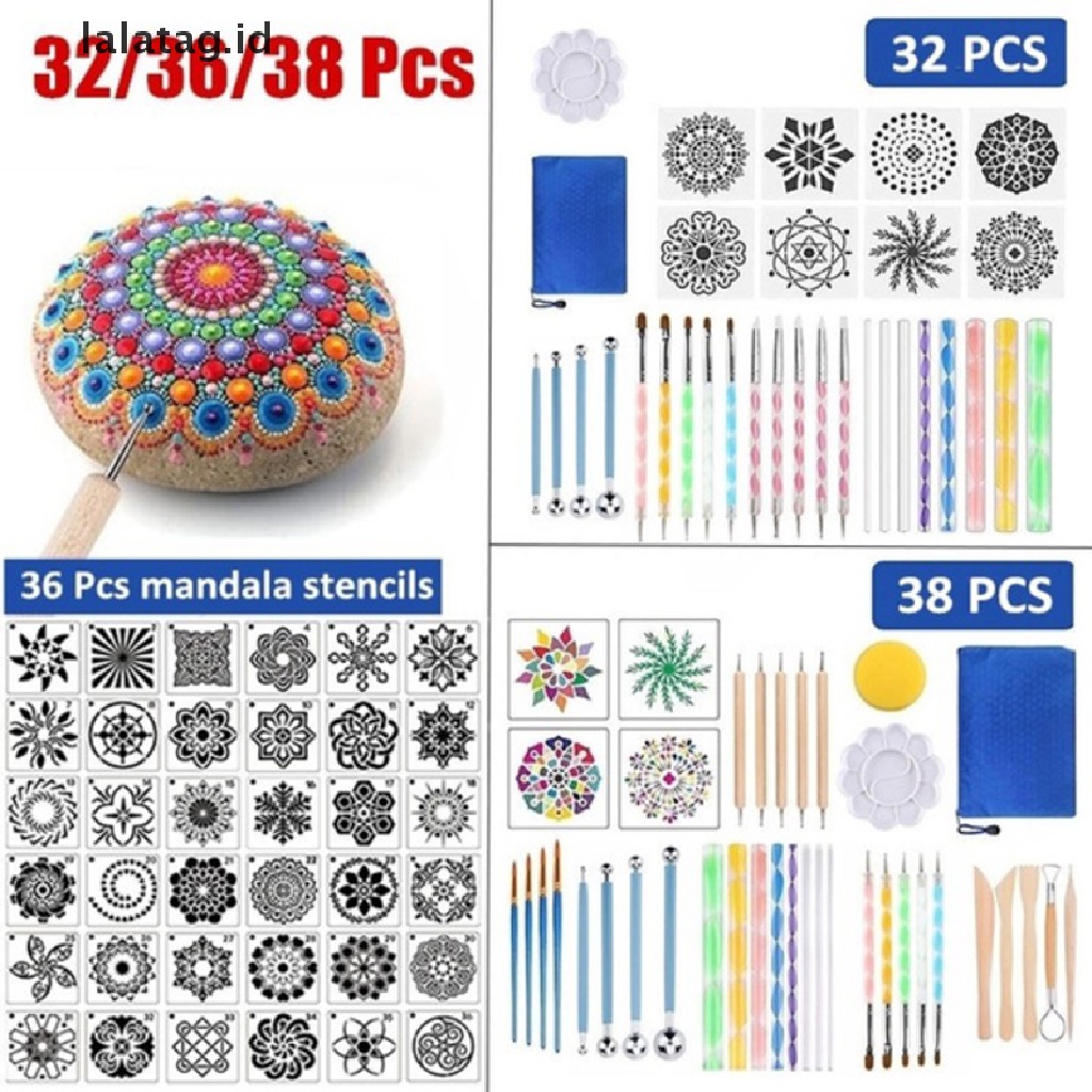 [lalatag] 32/36/38pcs DIY Mandala Dotg Paing Tools Set Alat Papan Paing Stensil [ID]