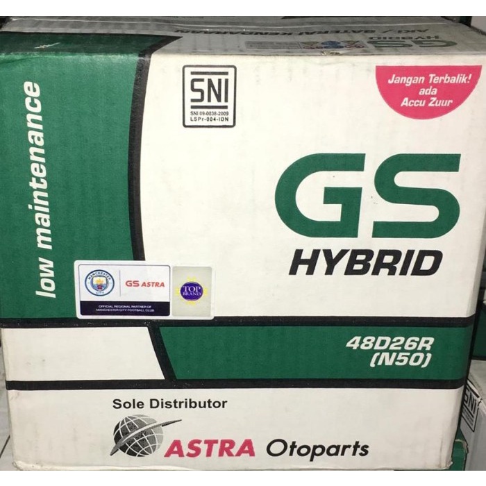 Aki Mobil GS ASTRA type GS HYBRID 48D26R N50 12V 50AH -12305