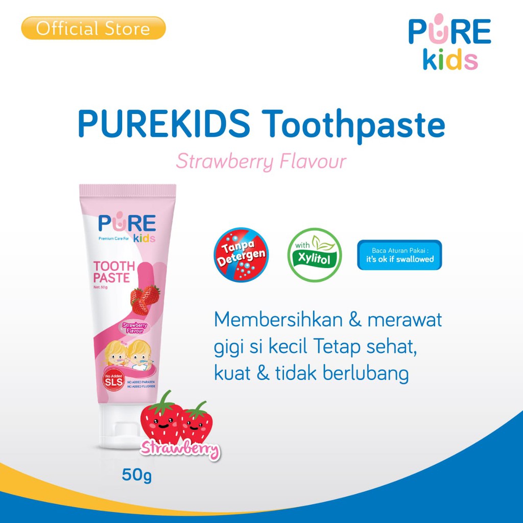 Pure Kids Toothpaste Pasta Gigi Bayi Anak Purekids Pure BB 50gr - Food Grade - Aman untuk Bayi