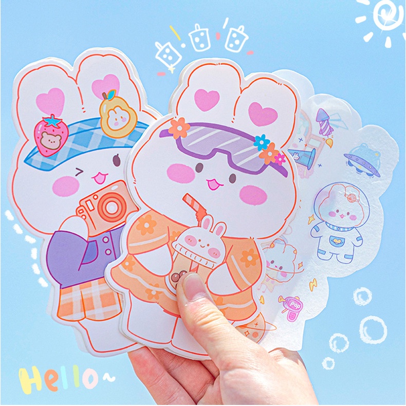 4pcs Stiker Kelinci Lucu DIY Bahan Washi Stiker Akun Tangan Untuk Diary Notebook Ponsel Stiker2023Tahun Baru Tema Dekorasi Stiker Alat Tulis