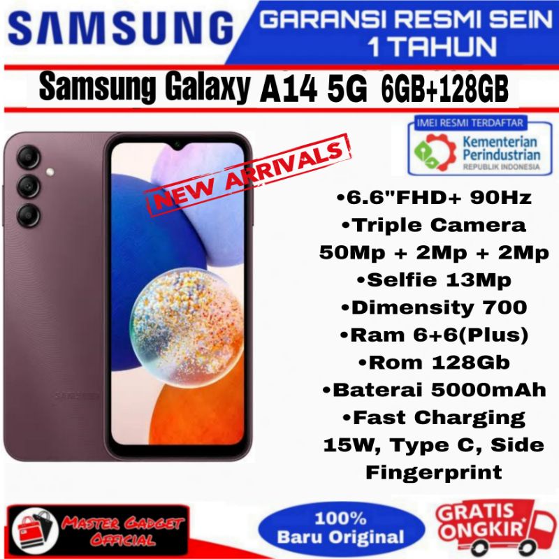 hp Samsung Galaxy A14 5G ram 6gb 128gb A15 5G 6gb 128gb 4gb 128gb garansi resmi Sein 1 tahun