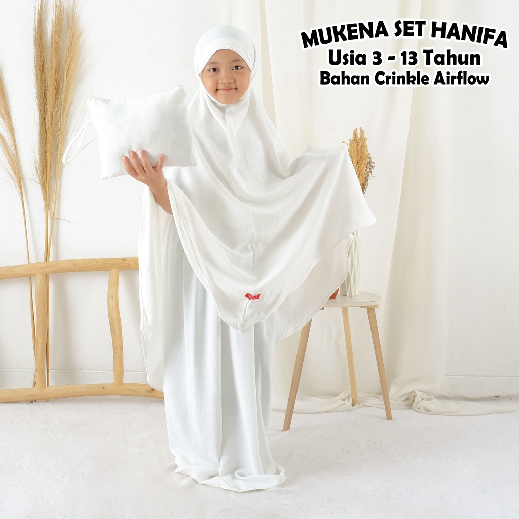 ManJadda -  Mukena Anak 2-15 Tahun Polos Crinkle Airflow Mukenah Travel Anak dan Usia Tanggung Premium Original Bandung