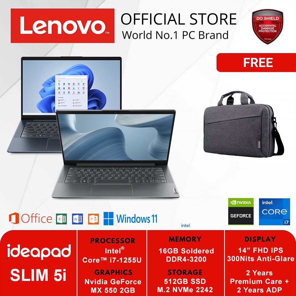 LENOVO IDEAPAD SLIM 5i 14IAL7 CORE i7-1255U 16GB 512GB MX550 W11+OHS