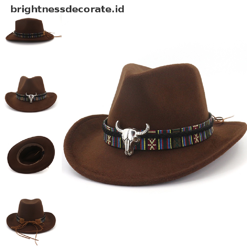 [Birth] Topi Koboi Gaya Stetson Fedora100% Wool Matahari Musim Panas Barat Riding Wide Brim Cap  [ID] Baju Kaos Distro Pria Wanita Lengan Panjang [ID]