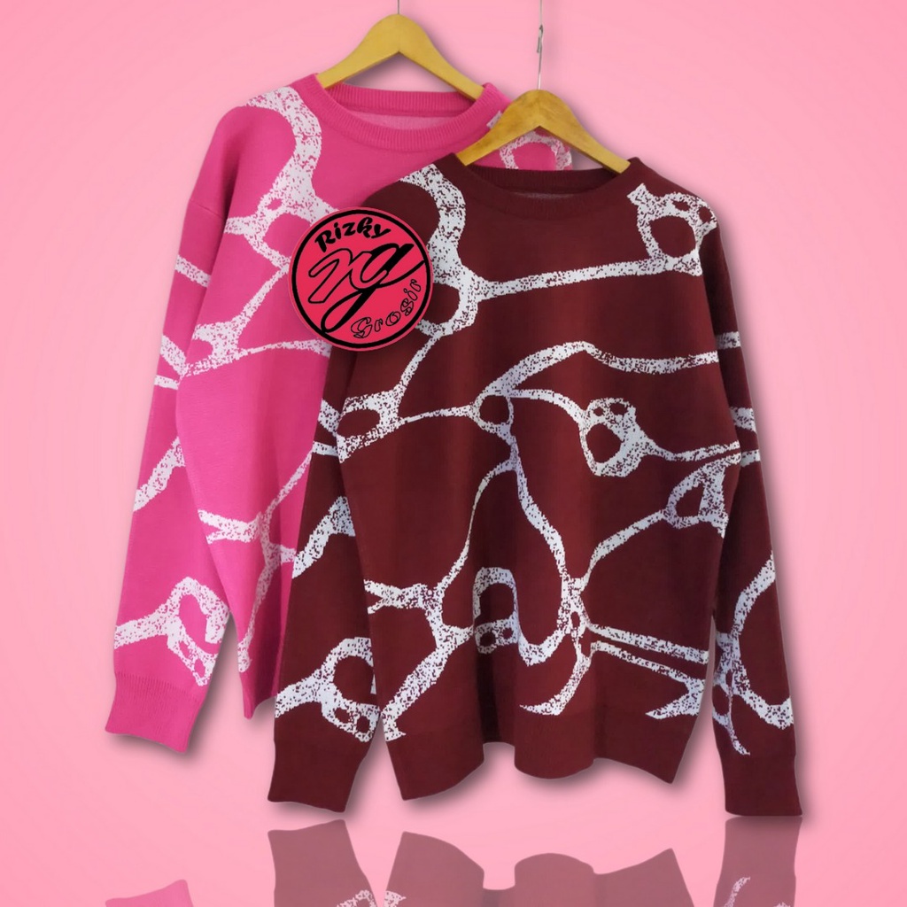 rizkyfashionrajut/Silvana sweater wanita motif abstarc