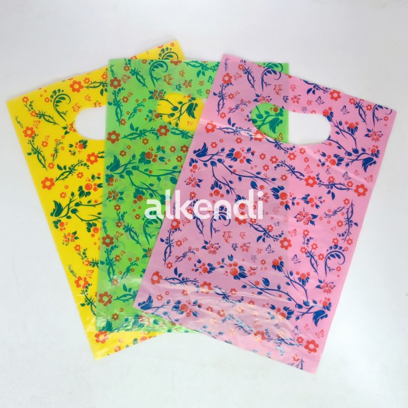 [UK. 15] PLASTIK OLSHOP MOTIF BUNGA WARNA WARNI UK. 15 | Plastik Kantong Bermotif