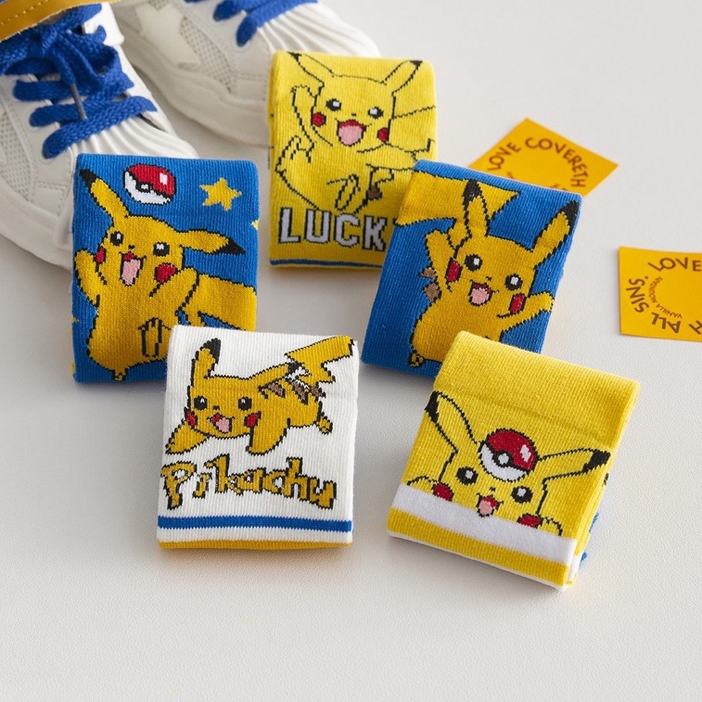 BRGUNIK Kaos Kaki Anak Motif Pikachu Kaus Kaki Bayi Pokemon KK060