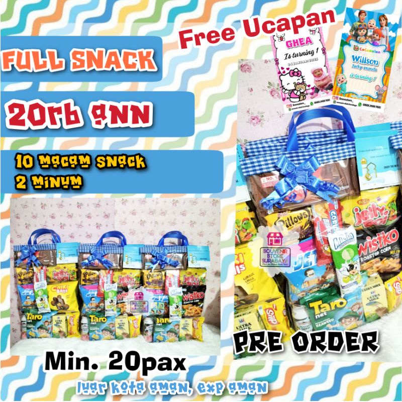 FULL SNACK || paket ulang tahun anak || Bingkisan snack ultah || Hampers snack full 13 macam snack