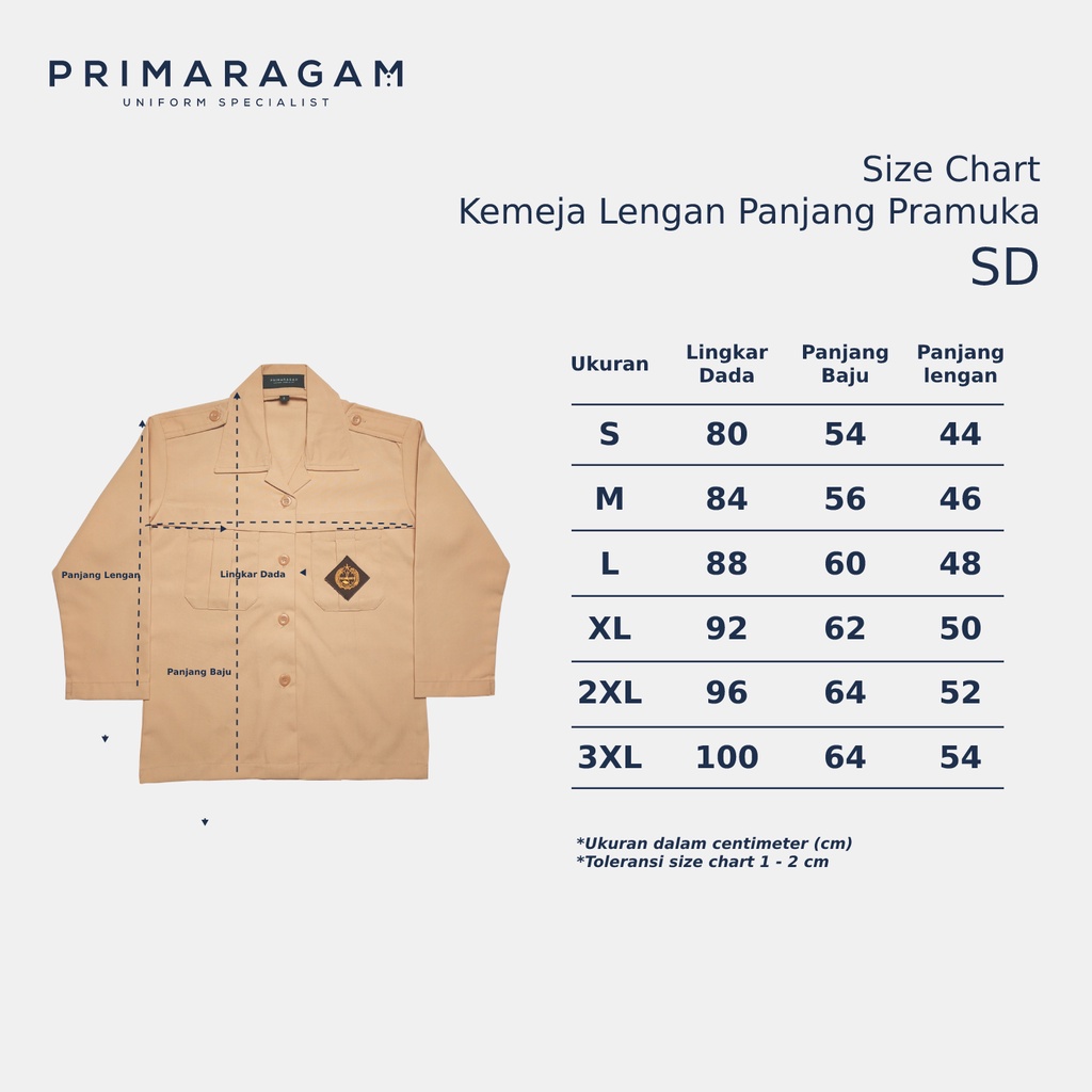 Seragam baju kemeja pramuka sd smp penggalang lengan tangan panjang perempuan cewek putri