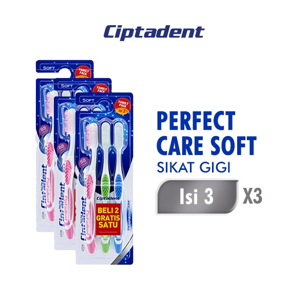 Ciptadent Sikat Gigi Perfect Care Soft Kotak Isi 3 Pcs x3