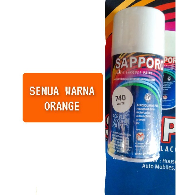 cat spray pilok pilox cat semprot Sapporo saporo 150ml varian orange oranye oren orange yellow orange terang