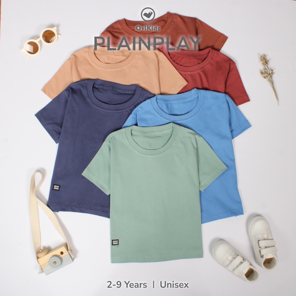 PLAINPLAY KAOS POLOS ANAK BAJU ANAK LAKI-LAKI PEREMPUAN KAOS ANAK UNISEX 2-9 TAHUN OVIKIDS