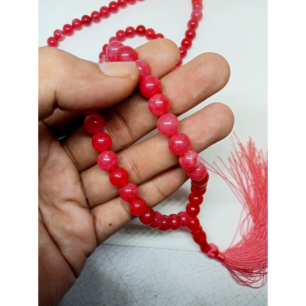 COD TASBIH BATU AKIK GIOK MERAH ORIGINAL 8 MM 99 BUTIR CLW