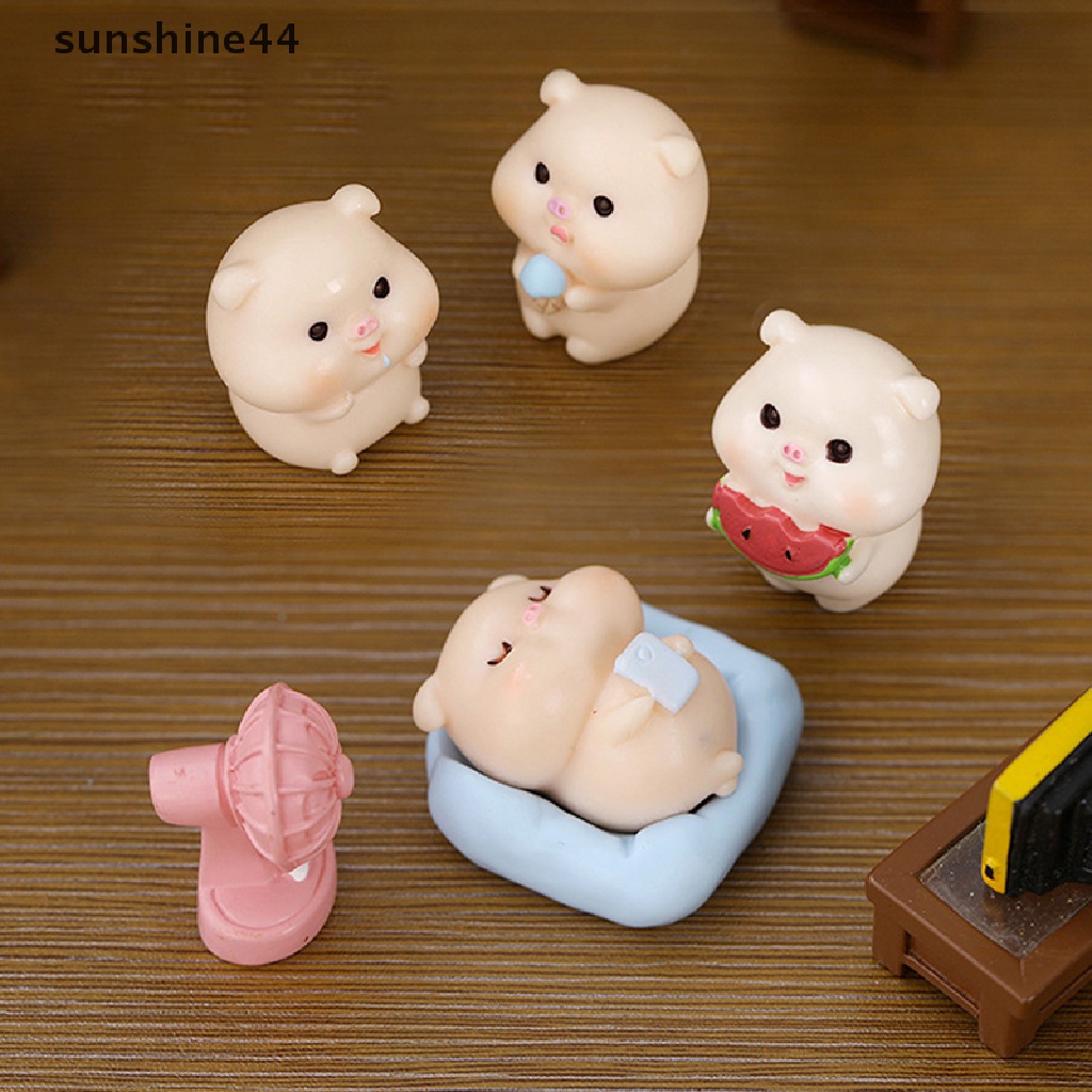 Sunshine 1Pc Kartun Babi Mikro Lanskap Resin Kerajinan Diy Aksesoris Berkebun Rumah.