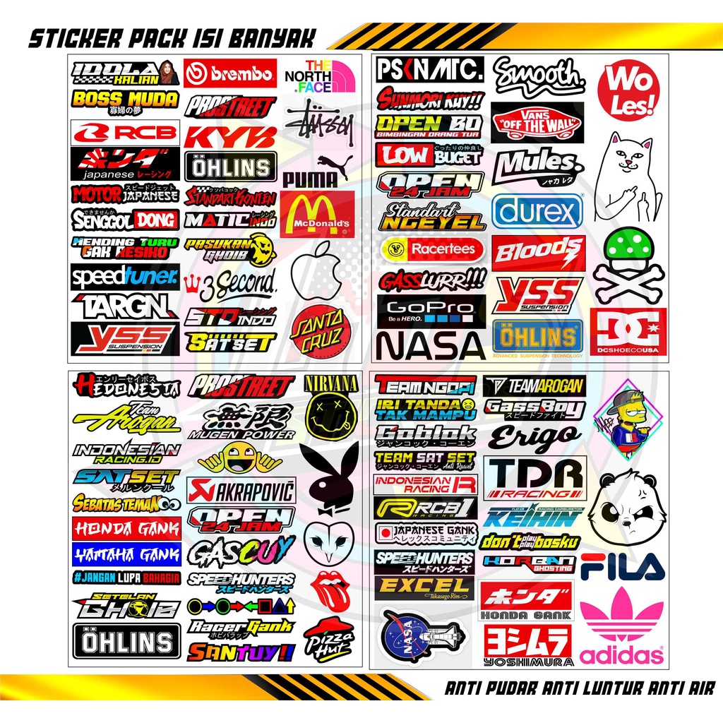 STICKER PACK KATA KATA / STIKER PACK SPONSOR RACING / STIKER PACK DISTRO / STIKER AESTHETIC