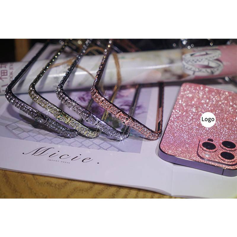 IPHONE Bling Berlian Casing Bumper Ponsel Untuk Iphone14 13 12 11 Pro Max Plus Case Glitter Berlian Imitasi Bingkai Logam Untuk Iphone14Plus Iphone12Mini