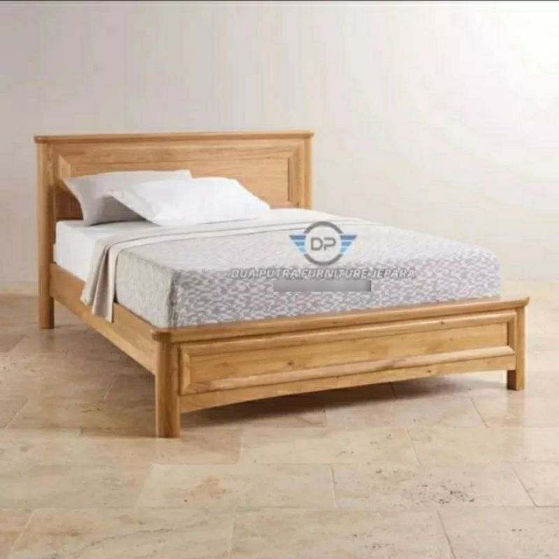 dipan ranjang tempat tidur kayu jati minimalis modern 140x200