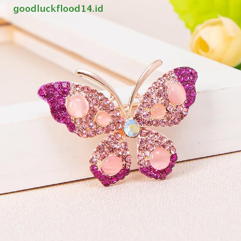 [GOOGFOUR] 1pc Elegan Pesona Kupu-Kupu Bros Wanita Berlian Imitasi Besar Butterfly Pins Hadiah [TOP]