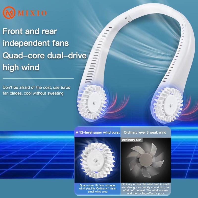 Kipas Angin Leher MIXIO M68 Smart Lazy Neck Fan/Kipas Angin Leher Portable USB Charger