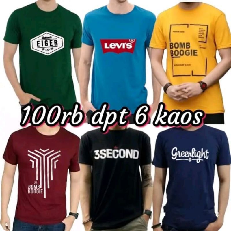 PAKET USAHA KAOS 100 RB DAPAT 6 KAOS MOTIF DISTRO/KAOS KONVEKSI/KAOS PRIA DISTRO